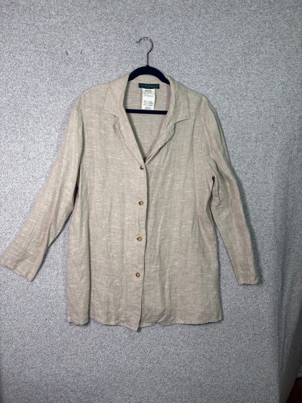 Vintage Harve Benard XL Heavy Linen Overshirt Made Russia